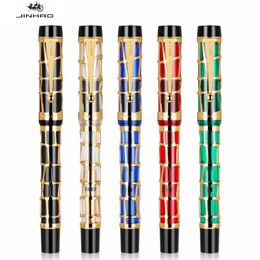 Fountain Pens Jinhao Century 100 Real Gold Electroplating Hollow Out Fountain Pens Smoothly writing ink pens For school office Business 230906