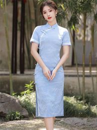 Ethnic Clothing Chinese Traditional Dress Retro Improved Cheongsams Oriental Summer Women Short Sleeve Qipao