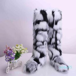 Boots Over The Knee Women Winter Fashion Snow Warm Fluffy Fur Designer Luxury