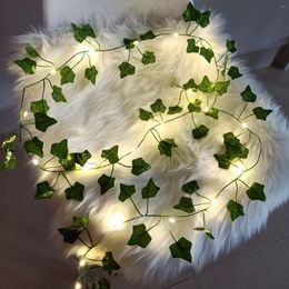 Decorative Flowers 1 Pack 2M 20 LED Faux Ivy String Lights Green Leaf Vines Fairy Home Decor Wall Living Room Decoration (Battery Operated)