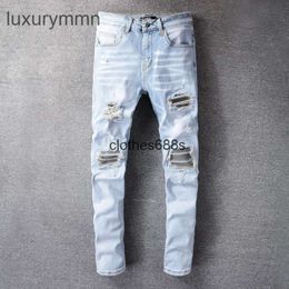 designers Jeans Amirrss men's Pants New US casual hip hop high street worn out and worn washed splash ink Colour painting Slim Fit Jeans Men's #699 5480