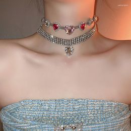 Choker Sparkle Love Heart Rhinestone Necklace For Women Luxury Elegant Romantic Hyperbole Collar Chain Aesthetics Trendy Jewelry