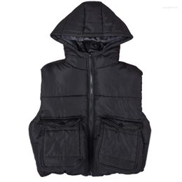 Women's Vests Fall Winter Outerwear Solid Colour Zipper Sleeveless Puffer Down Jackets Coat Hooded Warm Vest Waistcoat Gifts