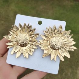 Dangle Earrings Women's Exaggerated Retro Stud Metal Sunflower Flower Banquet Wedding Drop Jewellery Accessories