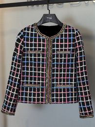 Women's Wool Blends Autumn Winter Fashion Women High Quality Multicolour Plaid Tweed Coat Female Casual Chic Outerwear Jacket 230905