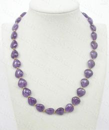 Chains JQHS 12mm Heart Purple Amethyst Necklace 9K Clasp C837