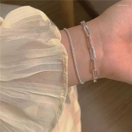 Link Bracelets 925 Stamp Silver Fine Double Chain For Women Fashion Original Party Wedding Accessories Jewellery Holiday Gifts