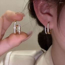 Stud Earrings Korean Design Irregular U-shaped For Women Shiny Zircon Rhinestone Geometric Earring Girls Unusual Jewellery