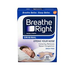 Breathe Right Original Nose Strips to Reduce Snoring and Relieve Nose Congestion, Tan, 30 Count