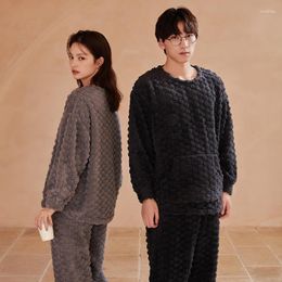 Men's Sleepwear 2023 Flannel For Couples Thicked Warm Coral Fleece Pyjamas Men And Women Matching Sweet Nightwear Winter Clothes