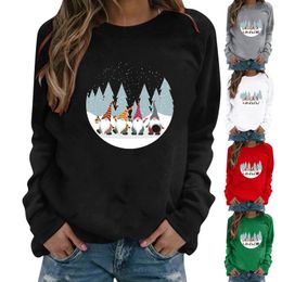 Women's Hoodies Personalized Design Christmas Print Long Sleeved Crew Neck Hoodie Gnome