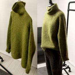 tOTEME Women Casual High-neck Pullover Green Sweater