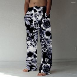 Men's Pants Spring Casual Oversized Jogger Sweatpants Flowers Skull 3D Print Plus Size 5XL Loose Wide Leg Slacks Men Trousers