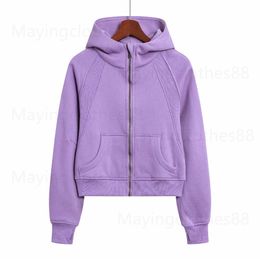 Hoodie Scuba Women Yoga Wear Autumn Winter Thick Long-sleeved Fleece Jacket Half Zipper Full Zip Sport Hooded Pullover Womens Cardigan Sweatshirt Uz9g JQ0Q