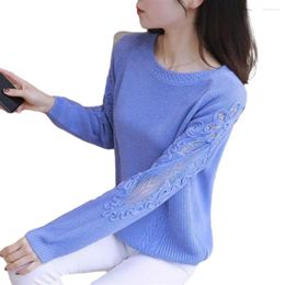 Women's Sweaters Soft Sweater Knitted Lady Cozy Chic Lace Applique For Fall Winter Warm Anti-shrink