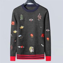 Man Sweater Pullover Men Brand Hoodie Long Sleeve Sweatshirt Tiger Bee Embroidery Knitwear Winter Design Mens Clothing2630