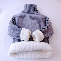 Swetry pullover dla chłopców zimowe ubrania dziewczęta lampart moda dzieci gęste gęste ciepłe miękkie dzieciaki Costom 230906