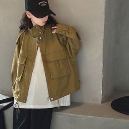 Jackets Spring Fall for Girls Army Green Loose Casual Teenage School Kids Outerwear 10 12 13 14 Years Children s Outdoor Clothes 230906