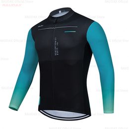 Cycling Shirts Tops RAUDAX Mens Long Sleeve Cycling Jersey Mtb Cycling Clothing Breathable Bicycle Maillot Ropa Ciclismo Sportwear Bike Clothes 230906