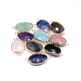 Pendant Necklaces 5 Pcs Water Drop Shape Faceted Healing Crystal Stone Connectors Agate Charms For Making Jewellery Necklace Gift