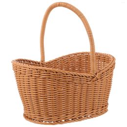 Storage Bottles Woven Hand Basket Snack Travel Container Gift Rack Household Fruit Mixed Material Imitation Rattan