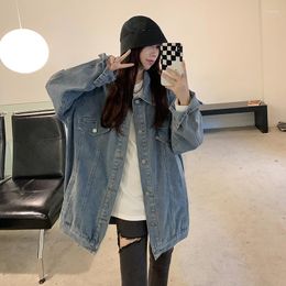 Women's Jackets 2023 Real Price - Denim Jacket Women Spring And Autumn Loose Slim Medium Long Sleeve Jean Gown Ins Trend