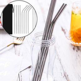 Drinking Straws 10pcs Stainless Steel With Cleaning Brush Reusable Metal Extra Long Set Party Bar Supplies