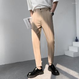 Men's Suits 2023 Summer Micro Elastic Casual Pants Silk Formal Trousers Slim Fit Fashion Trend Business Cotton Size M-3XL