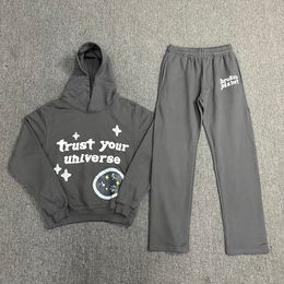 Men's Tracksuits Trust Your Universe Broken Planet Sweatpants Suit Sets Unisex Streetwear Embroidery Baggy Y2K Casual Ropa Hombre 230906