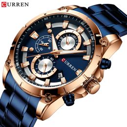 Wristwatches CURREN Mens Quartz Watches Classic Business Watch Luxury Wristwatch Chronograph Stainless Steel Clock Relojes 8360 230905
