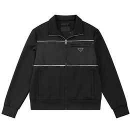 Klassische Männer Jacken Designer Metall Dreieck Zipper Marke Stehkragen Strickjacke Lässige Mode männer Mantel Splice Mäntel Tops