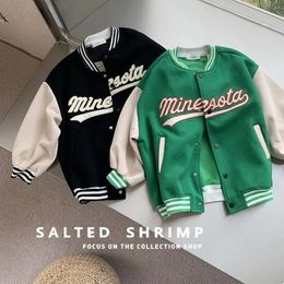 Jackor Autumn Green Baseball Jackets Big Kids Teens Fashion Clothes For Teens Girls Boys Cardigan 4 till 12 Children Outwear Coats 230906