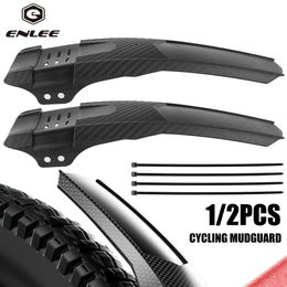 Bike Fender ENLEE12 PCS Bike Mud Guard Bicycle Fenders Carbon Fibre FrontRear Wheel Universal Mudguard MTB Bike Wings Mud Flaps Fenders 230906