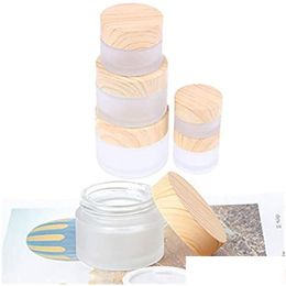 Packing Bottles Wholesale Frosted Glass Jar Skin Care Eye Cream Jars Refillable Bottle Cosmetic Container Pot With Plastic Wood Grai Otlvg