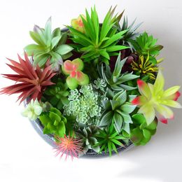 Decorative Flowers Artificial Succulents Fake Faux Mini PVC Simulated Floral Plants Craft DIY Accessories Home Office Deco Decor