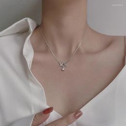 Chains Selling 925 Sterling Silver Four Pointed Star Necklace Cross Tassel Sparkling Diamond Collarbone Chain Luxury Jewelry