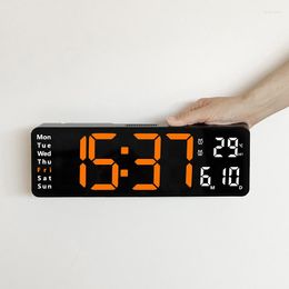 Wall Clocks Digital Alarm Clock Remote Control Date Week Temperature Display Dual Alarms Home Decoration