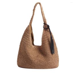 Duffel Bags Women Straw Beach Shoulder Female Boho Summer Vacation Shopper Handbags