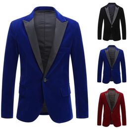 Mens Blazer Jackets Autumn Winter Vintage Velvet Suit Jackets Wedding Party Groom Costume Stage Singers Blazer Terno Masculino12903