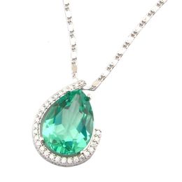 Il più nuovo design Ciondolo in argento collane di spinello verde gioielli in pietra naturale Collana da donna