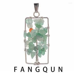 Pendant Necklaces Tree Of Life Natural Stone Chakra Quartz Cuboid Pendulum Diy Charm Healing Reiki Beads For Women Jewellery