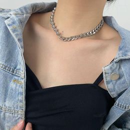 Chains Hip Hop Ball Splice Cuban Chain Titanium Steel Necklace For Girls Fashion Cool Collar