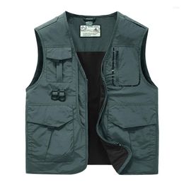 Men's Vests Waistcoat Men Multi-pocket Vest Tactical Military Motorcyclist Coat Summer Sleeveless Jacket Work Coats Hunting Man