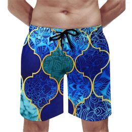 Men's Shorts Blue Board Mozaik Morocco Hawaii Beach Short Pants Men Design Sports Comfortable Swim Trunks Birthday Present