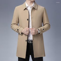 Men's Trench Coats Casual Classic Khaki X-long Coat 2023 Spring Autumn Men Business Daily Single Breasted Plus Size Jackets