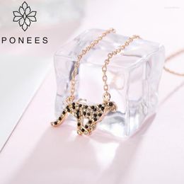 Pendant Necklaces PONEES Selling Pave Crystal Rhinestone Women Leopard Jewellery For Ladies Fashion Animal Necklace