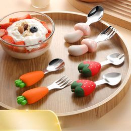 Dinnerware Sets 1/2pcs Baby Cartoon Tableware Children Utensil Stainless Steel Toddler Cutlery Infant Feeding Spoon Fork