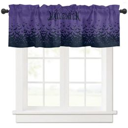 Curtain Happy Halloween Bat Swarm Purple Short Curtains Kitchen Cafe Wine Cabinet Door Window Small Home Decor Drapes