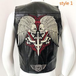 Men's Vests Motorcycle Leather Vest Waistcoat Embroidered Sleeveless Jacket Racing Car Four Seasons Biker Jackets Punk Veste For Man