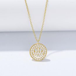 Chains S925 Sterling Silver Round Micro Zircon-laid Necklace Women's Hip Hop Full Diamond Trendy Cool Style Clavicle Chain Pendant